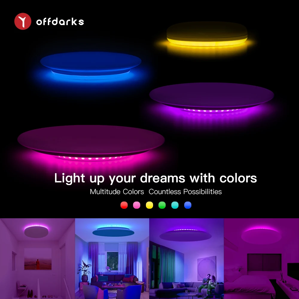 $65.28 OFFDARKS Smart led Ceiling Light, Alexa/Google Home Compatible, WiFi Voice Control RGB Dimming, for kitchen living room bedroom