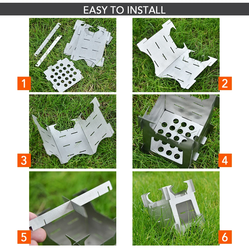 

Portable Stainless Steel Wood Stove Lightweight Folding Camping Stove Outdoor Cooking Hiking Camping Equipment