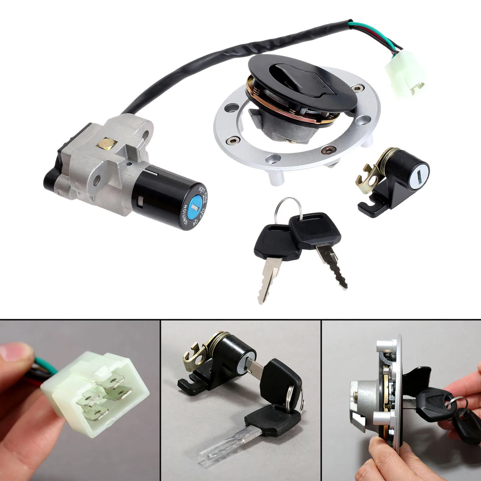 Motorcycle Ignition Switch Kit Assembly Fuel Gas Cap Tank Cover Seat Lock Key Set For Suzuki GSF250 GSF400 GSX750 GS500 | Автомобили и