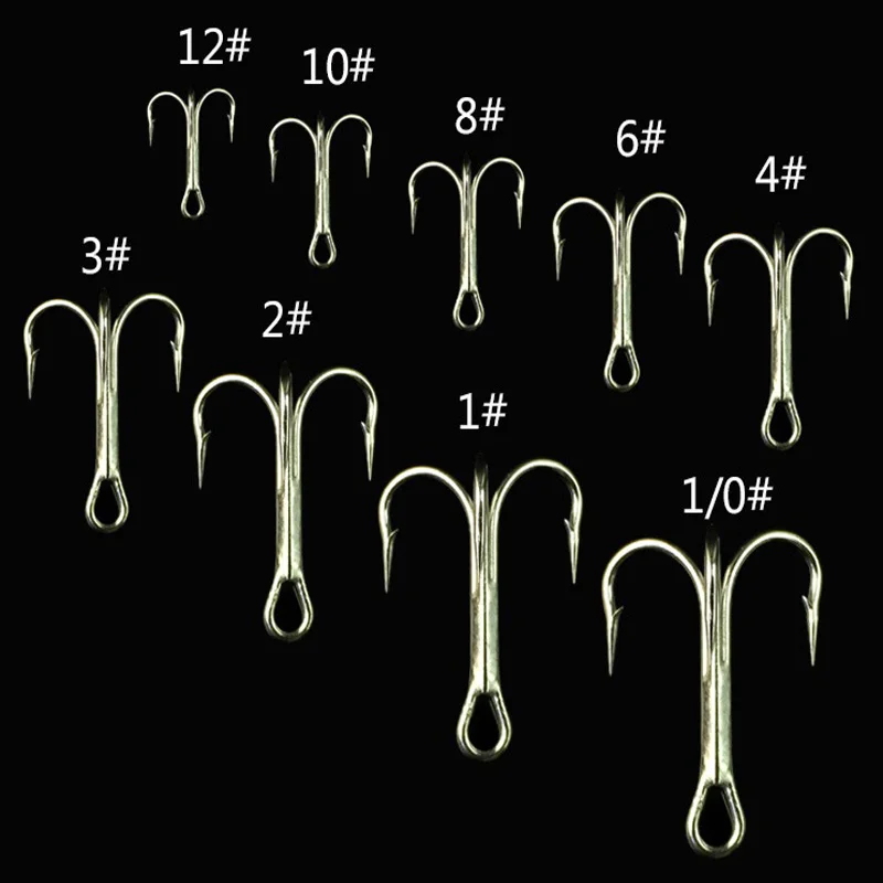 10 шт./лот рыболовный крючок с тремя зазубринами из белого никеля 4 #6 #8 #10 #12 #