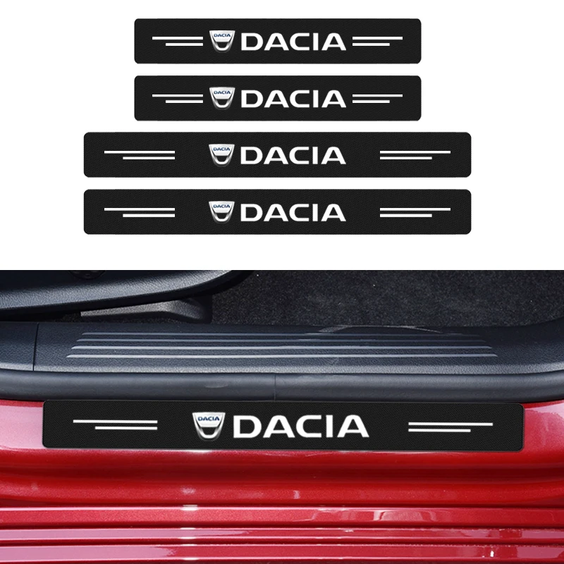 

4PCS Car Door Threshold Carbon Fiber Scuff Plate Sticker For Dacia Duster Logan MCV Sandero Stepway Dokker Lodgy Auto Accessorie