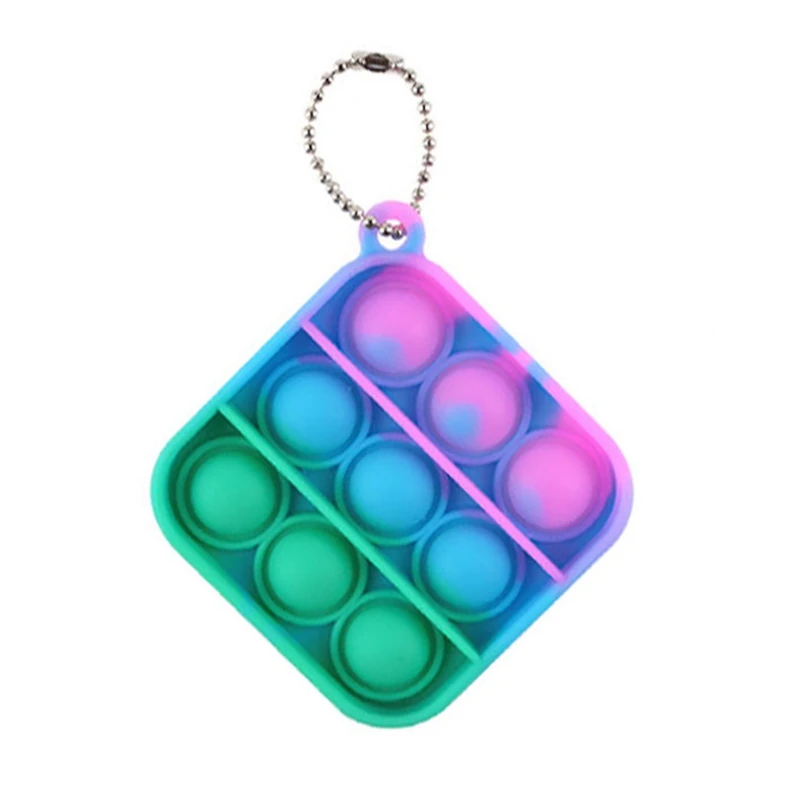 

Square Intermediate Color Key Chain Pendant Silicone Toy Release Pressure Gradient Pendant Push Bubble Autism Children Adults