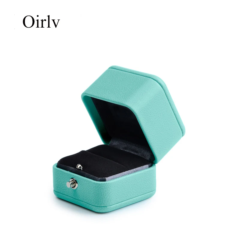 Новая романтичная Синяя кожаная Подарочная коробка для ювелирных изделий колец