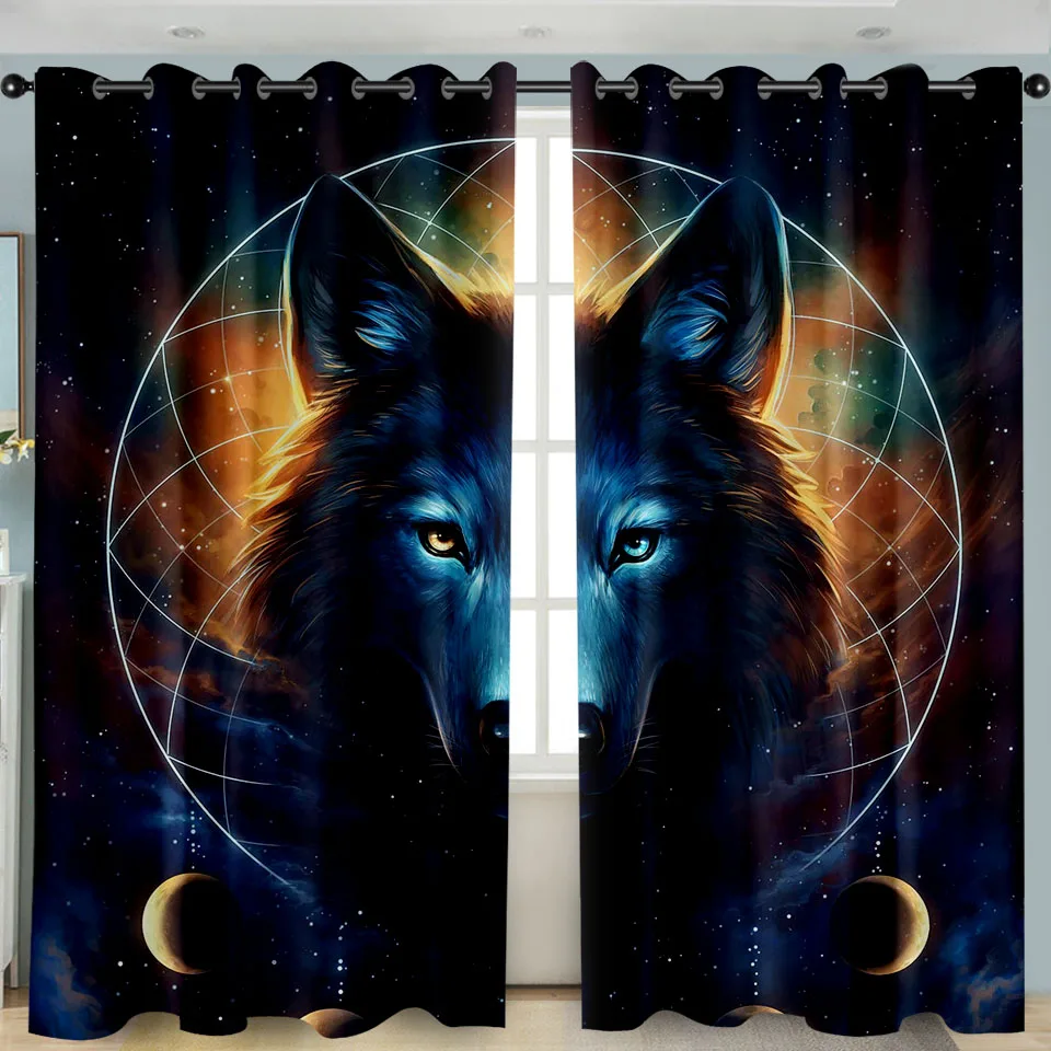 Затемняющие шторы SOFTBATF с изображением Льва и Волка на окна для гостиной спальни
