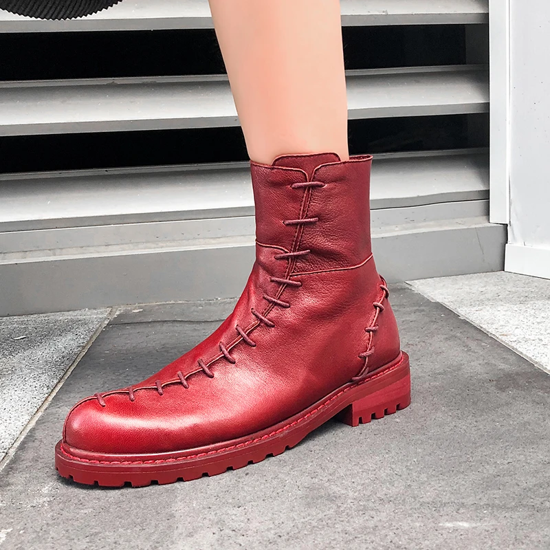 Новинка Женские ботинки в стиле ретро сапоги до середины икры женские из