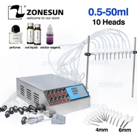 zonesun 10 heads perfume vial oral liquid filling machine electric digital control pump filler 50ml small bottle filling machine