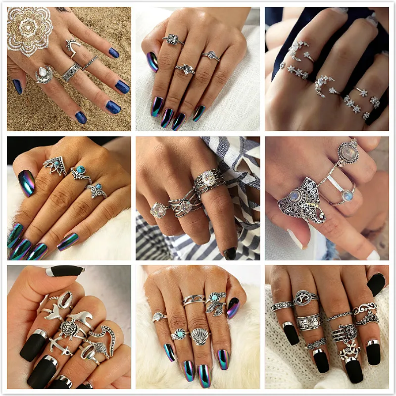 1 Набор Продам Звездная ночь блестящие старинные кольца кулака для женщин с