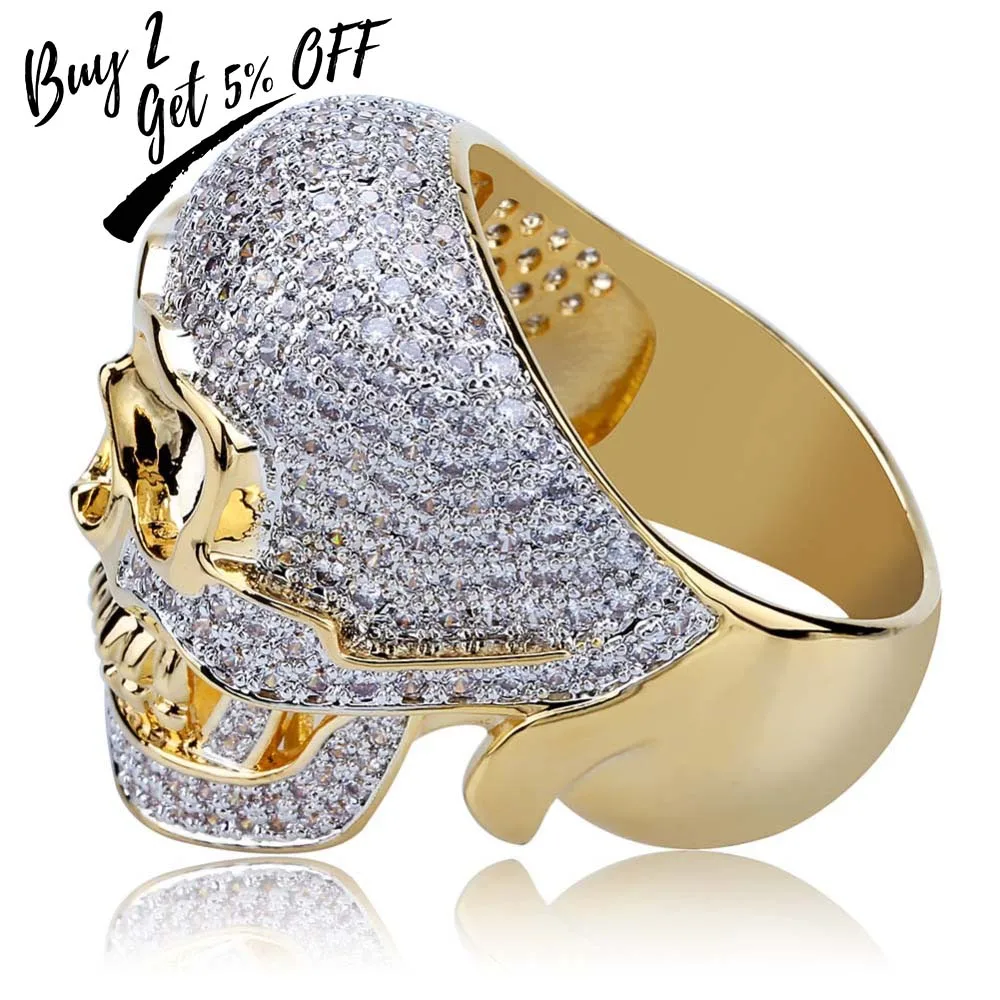 Кольцо TOPGRILLZ в стиле хип-хоп модное блестящее медное золотистое двухцветное со