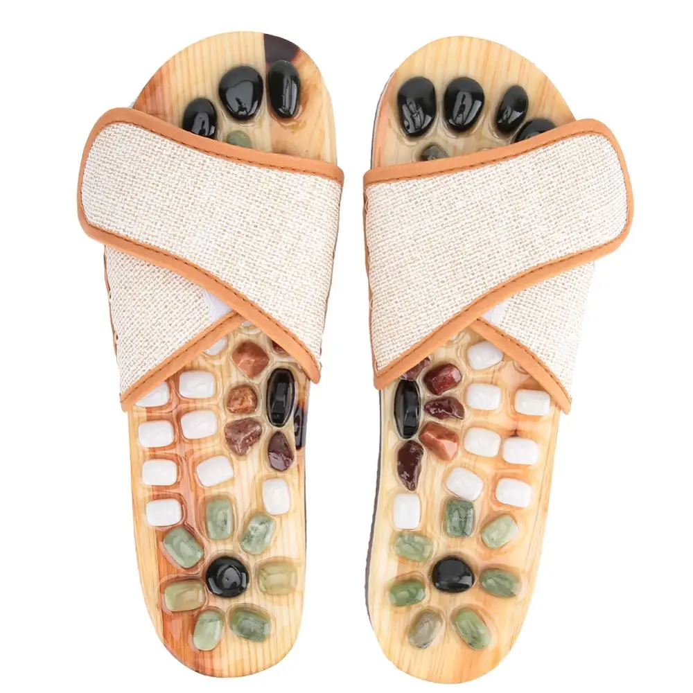 

2 colors Unisex Natural Agate Stone cobblestone Foot Massage Slippers Relieve Arthritis Plantar Fasciitis Acupoints Massager New