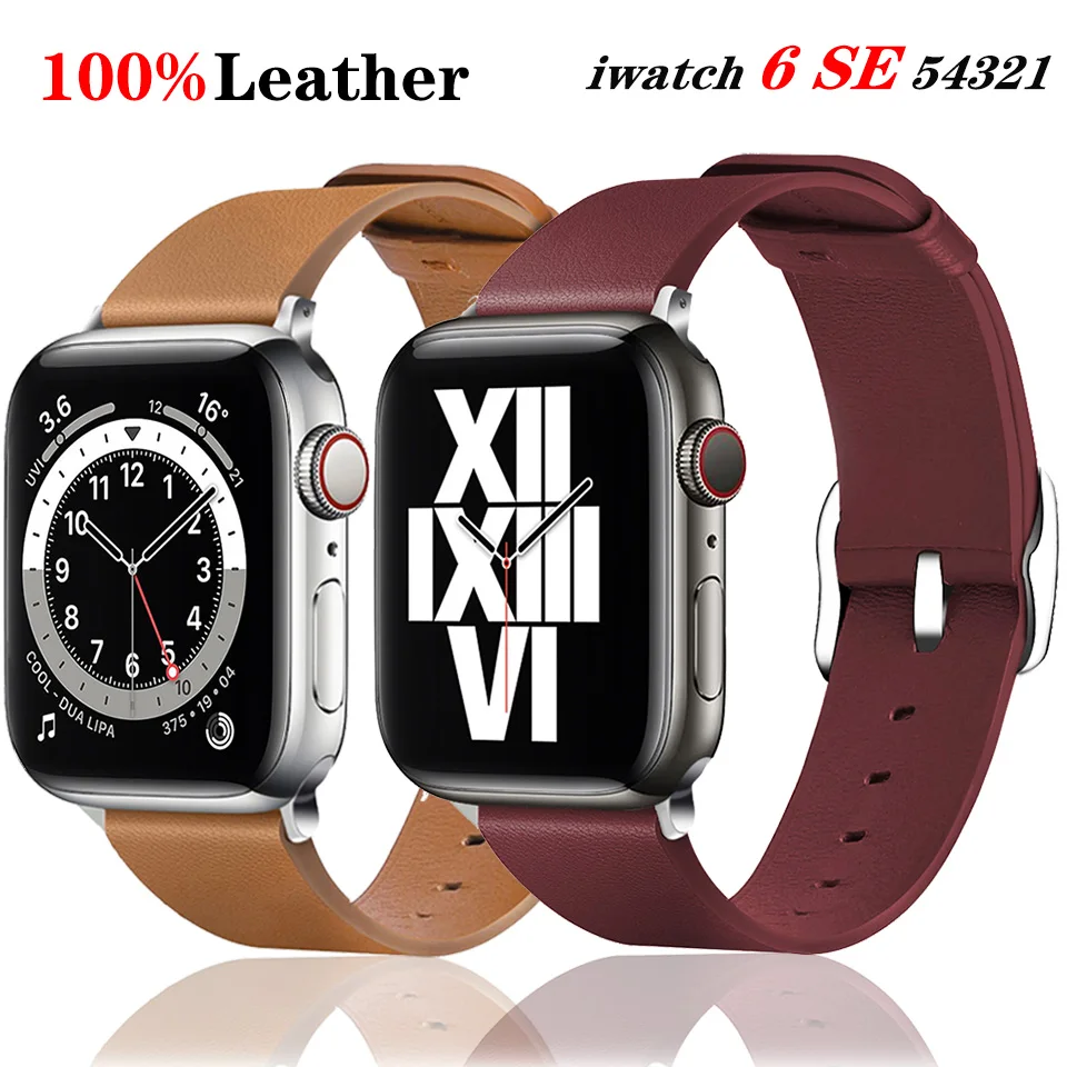 

100% Genuine Cow Leather Bracelet Strap for Apple Watch Band 6/Se/5/4 42MM 38MM 44MM 40MM watchband loop Belt to iWatch 4 3 2 1