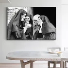 Черно-белый постер печать курительной монахини Ретро фотографии сигареты забавная настенная Картина на холсте для гостиной домашний декор картины