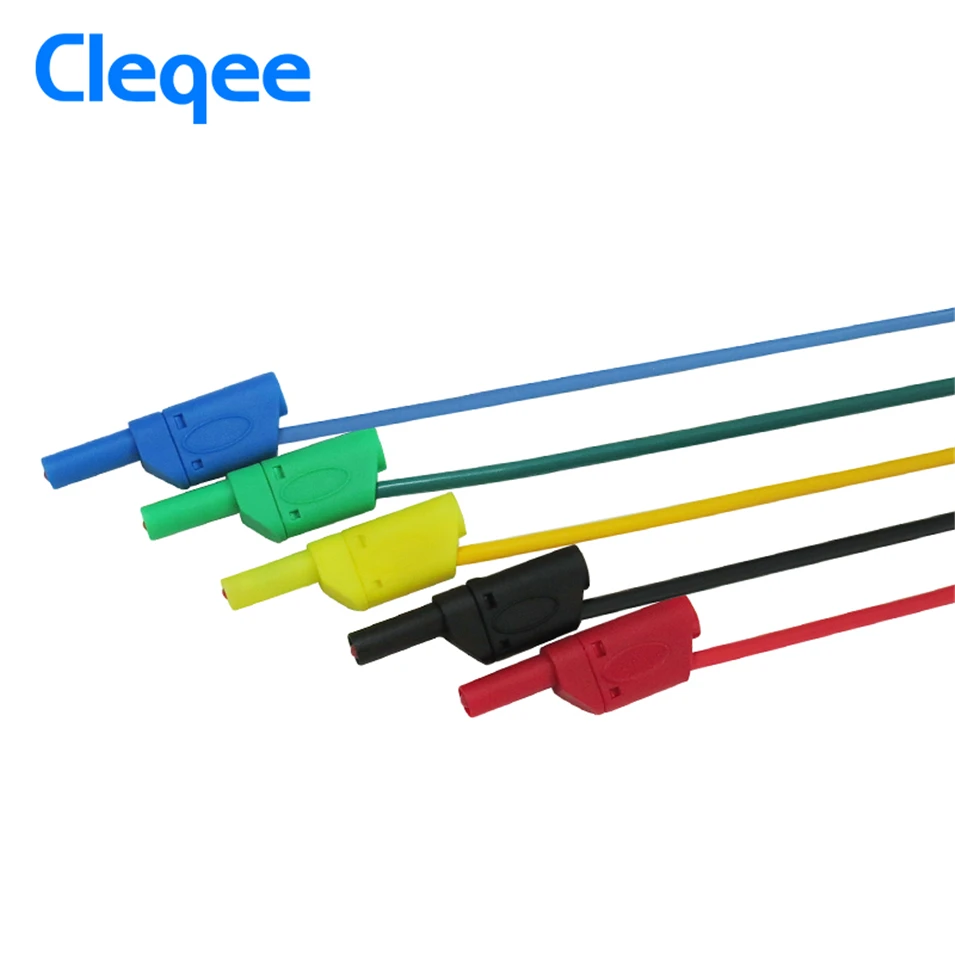 

5pcs/lot Cleqee P1050 1M 4mm Banana to Banana Plug Soft RV Test Cable Lead for Multimeter 5 Colours