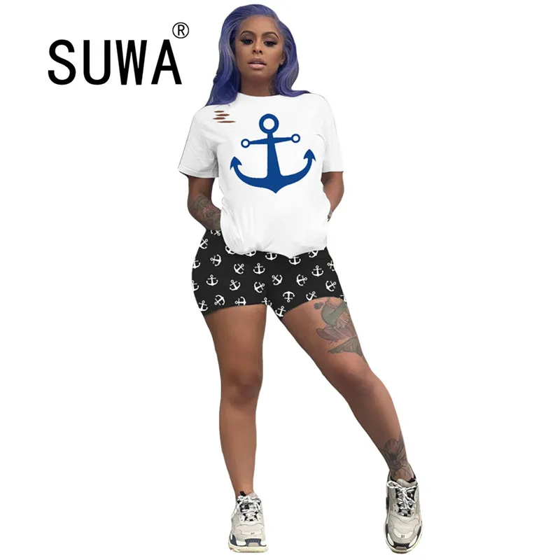 

Новинка 2021, летняя трендовая одежда, летние женские комплекты, Классический пуловер, футболка и велосипедные шорты, повседневный комплект и...