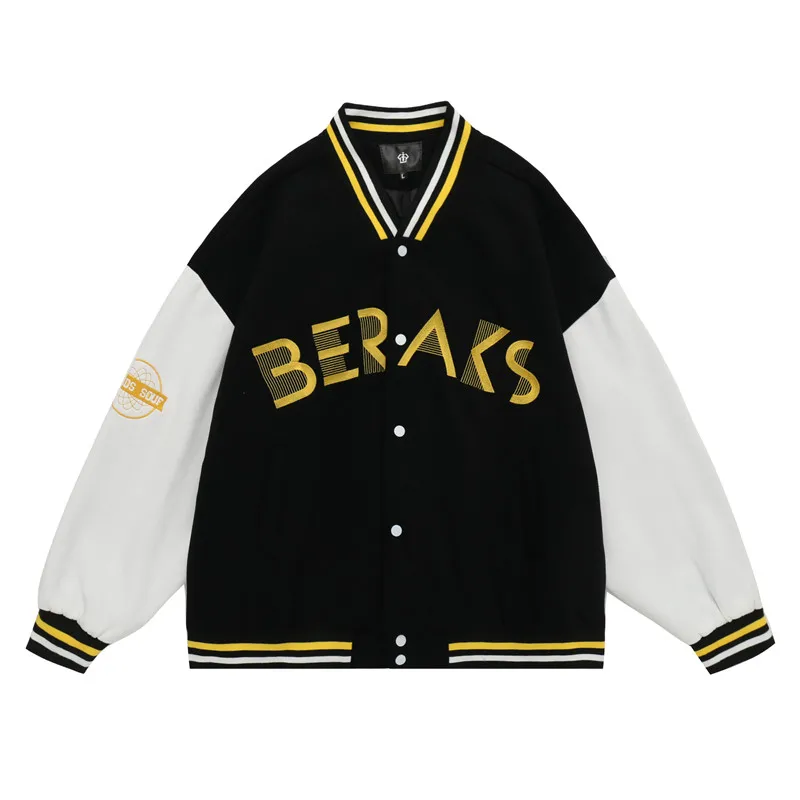 

Мужская бейсбольная куртка в стиле хип-хоп; Уличная одежда с вышитыми буквами; Винтажное пальто в стиле Харадзюку; Большие размеры; Зимние у...