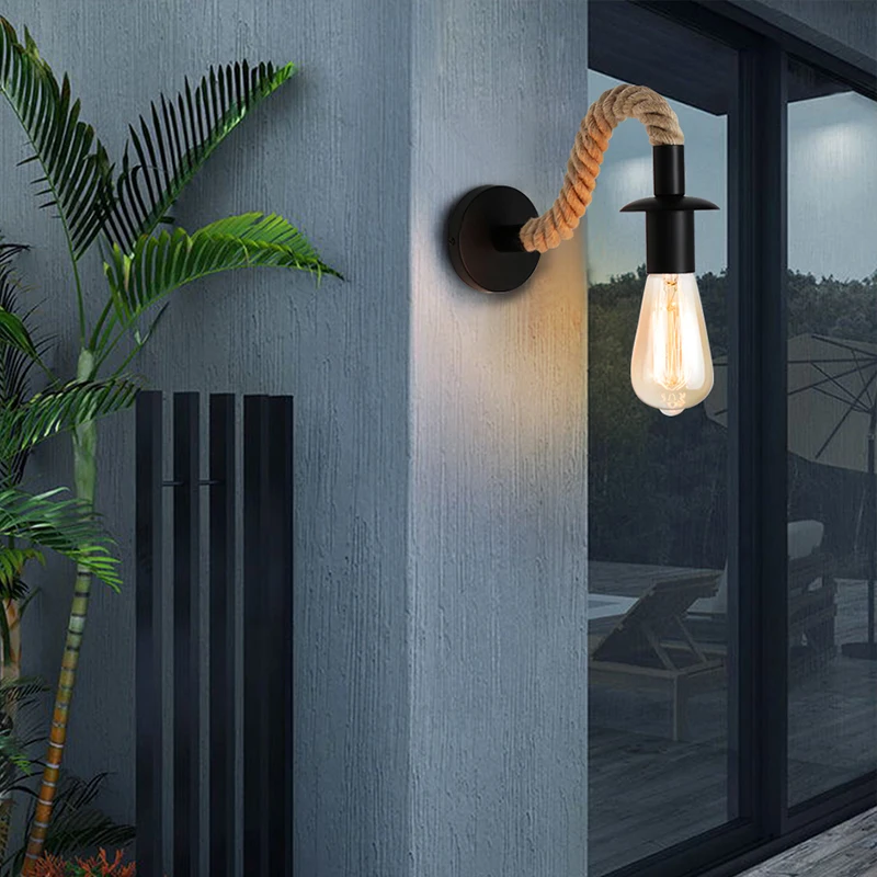 

AC 85-265V Retro Hemp Wall Lamp E27 Vintage Wall Light Nordic Modern Indoor Lighting Wall Lights Sconce Industrial Bedside lamp