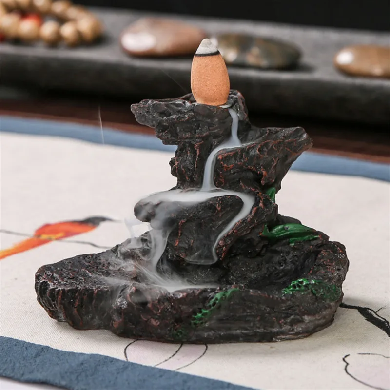 Смола обратного потока благовония горелка с Буддой дым водопад ладана держатель