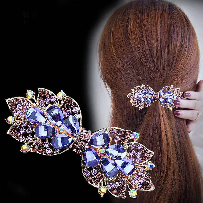 

Spring Women Hair Clips Rhinestones Hairpin Back of Head Retro Temperament Metal Gripper Hair Grab Headdress Hair Accessories