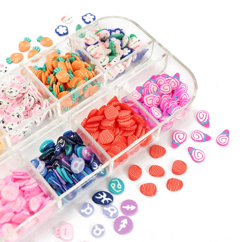 

12 box box Easter clay patch egg bunny crystal nail ornament