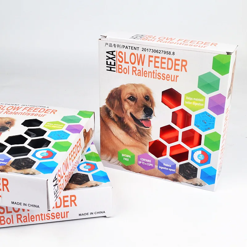 Антискользящая миска для собак медленного питания с удушками шестигранным