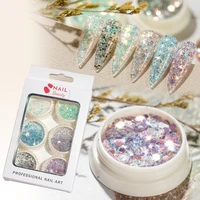 new nail jewelry crystal glitter aurora mixed fairy nail decoration sequins 6 color box set nails accessories nails decoraciones