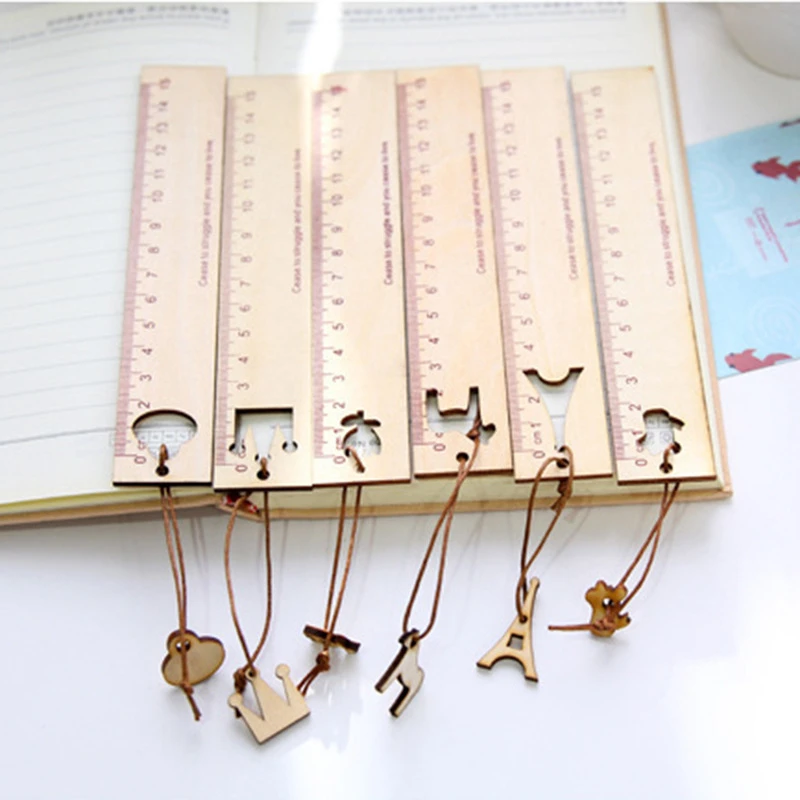 DL Корейская Милая мультяшная деревянная линейка с подвеской размера вырезами