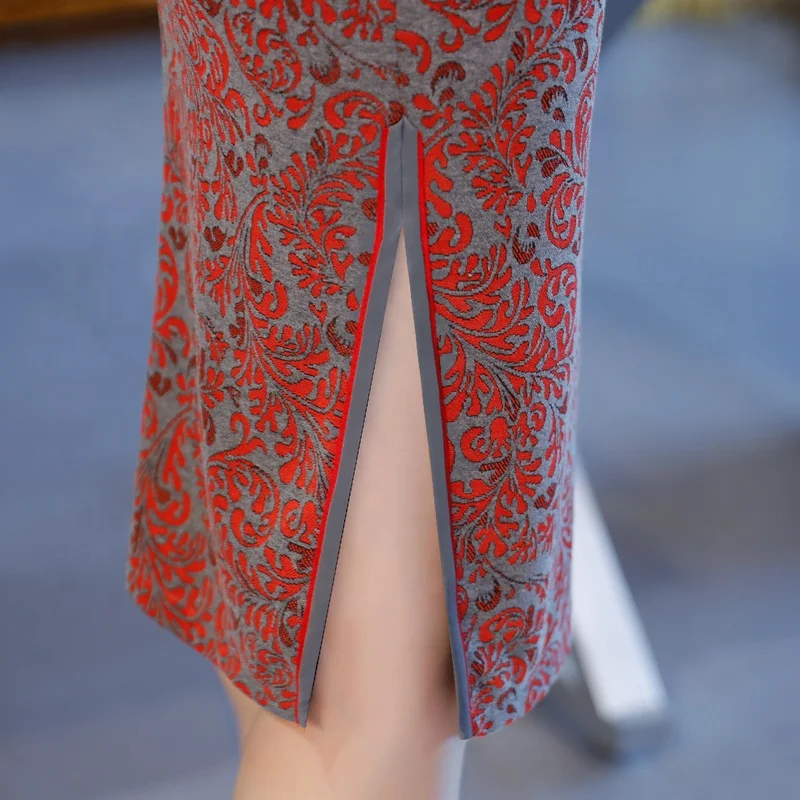 

Chinese Classical Cheongsam Elegant Qipao half sleeve Dress For Women Party
