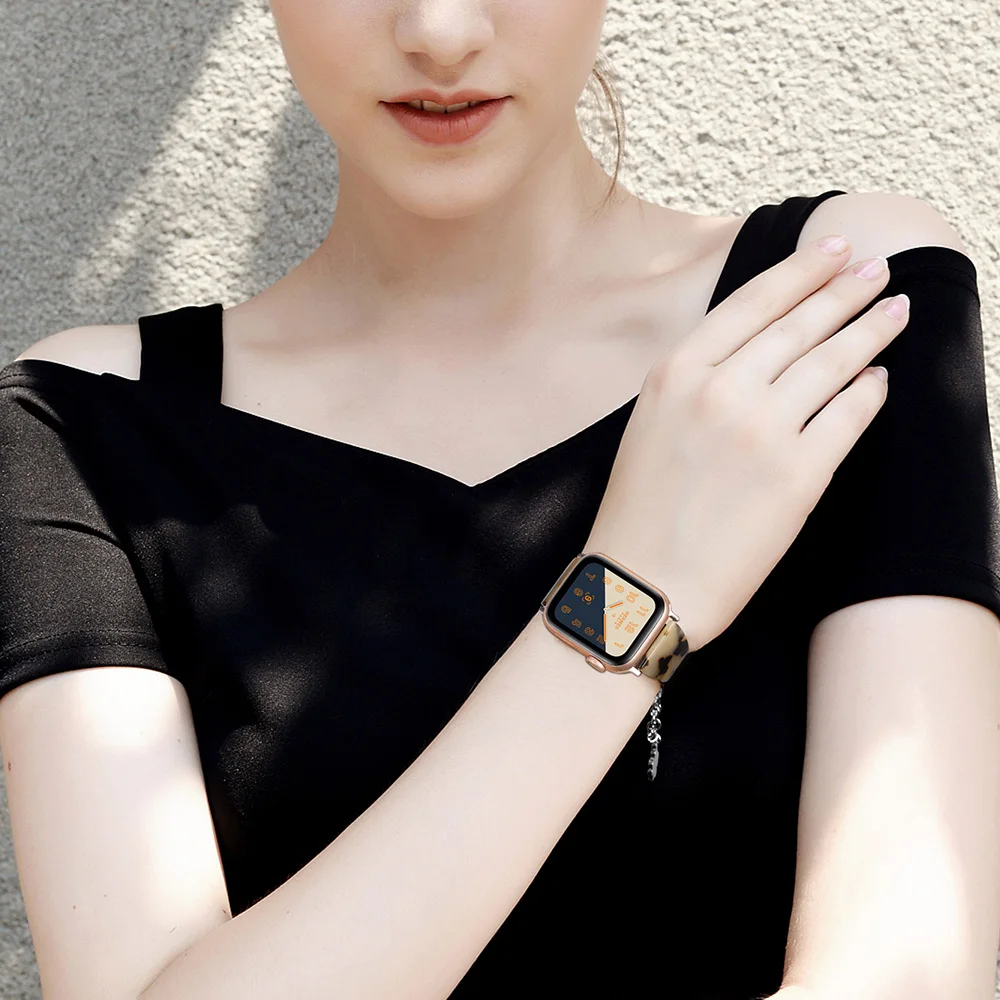 Новый дизайн Женский полимерный браслет с подвеской для Apple Watch Band Series 5 4 3 2