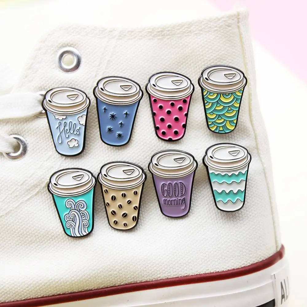 Горячий кофе напиток &quotДоброе утро&quot пена чайная чашка сплав брошь мультфильм