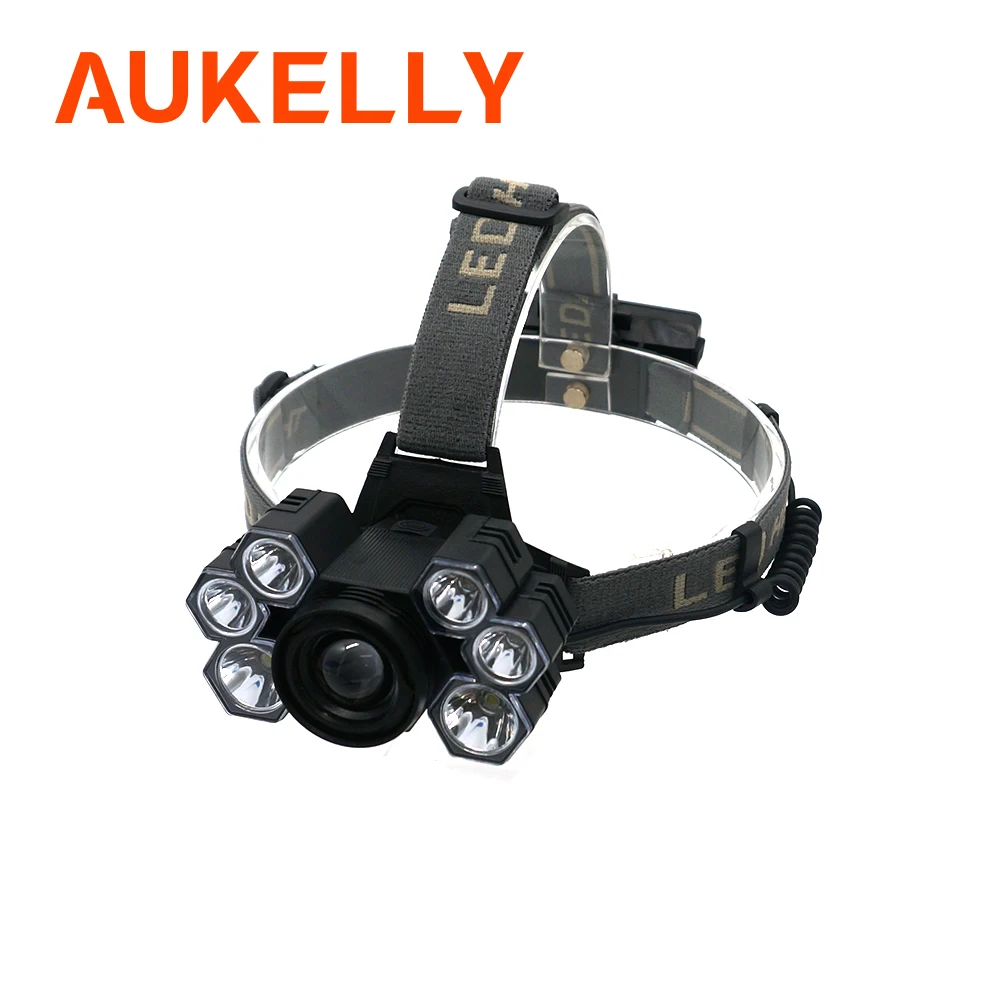 

LED USB Rechargeable Headlamp 5 Mode Brightest 6000 Lumen Helmet Light Waterproof Headlights Flashlight with Zoomable Work Lamp