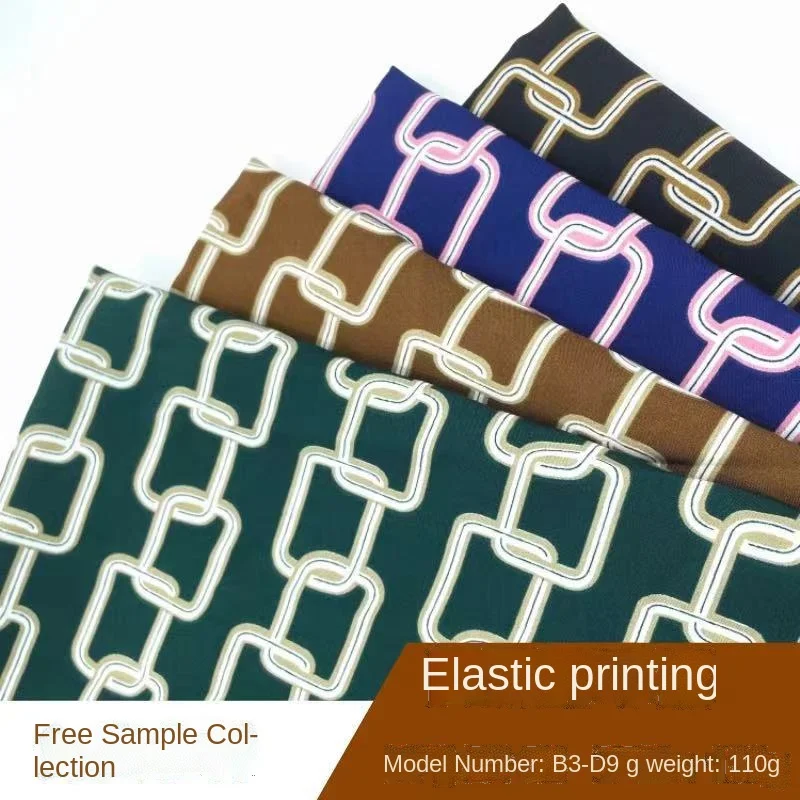 

100D four-way stretch chain printed fabric spring and summer high quality polyester fashion fabric for dress pants home sewing