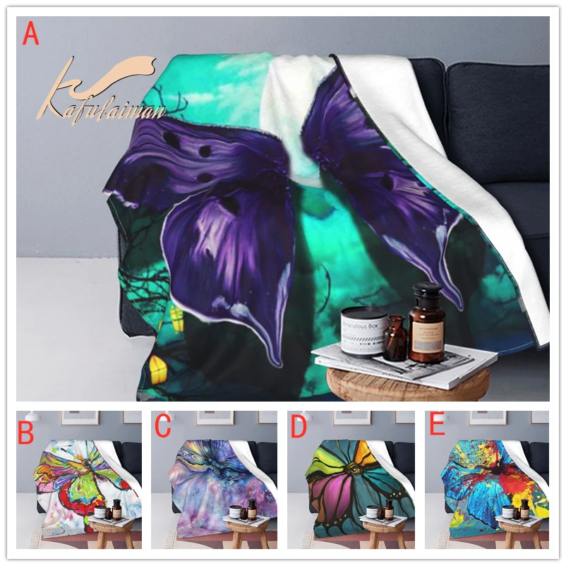 

Butterfly Colorful Blanket Bed Super Soft Blanket Aesthetic Fleece Bedspread Bedding Flannel Children and Adult Bedrooms Decor