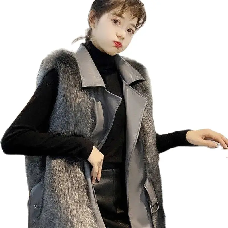2021 Autumn Winter Clothing New Korean Version Of The Imitation Fox Fur Waistcoat Slim Thin Western Furry Vest Jacket Women M387