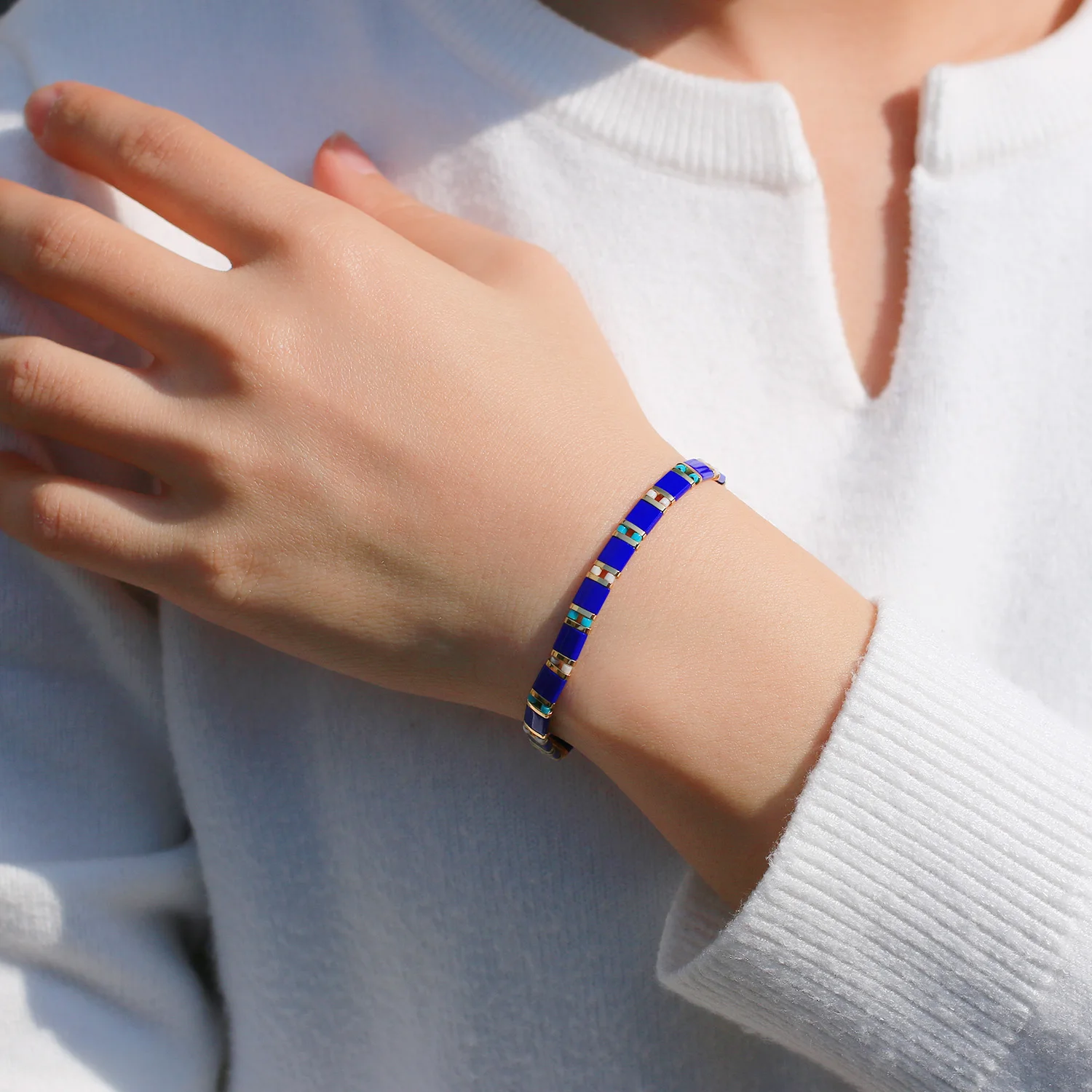 

QUANCHI Summer Boho Bracelets For Women Stackable Colorized Miyuki Tila Bracelets 2021 Handmade Friendship Charm Jewelry