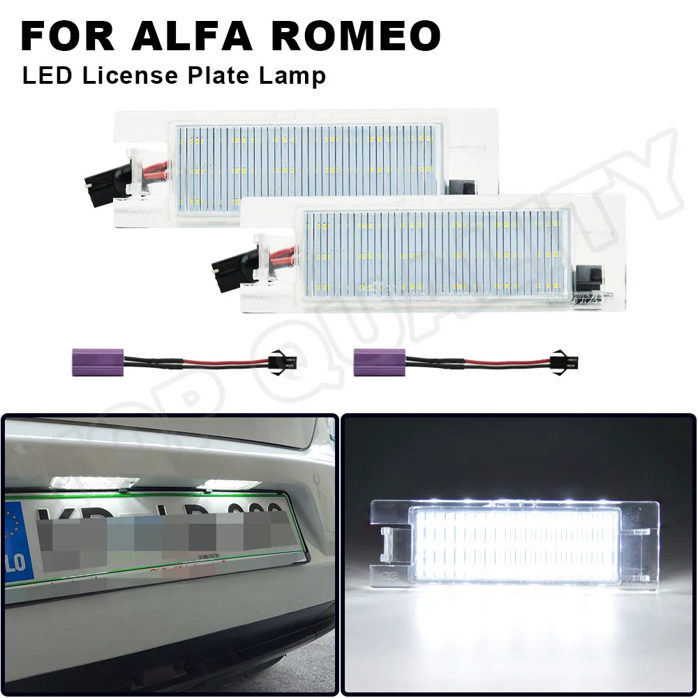 

For Alfa Romeo 147 156 159 166 Giulietta 940 Mito GT Spider MiTo Canbus LED Number License Plate Lights No Error Lamp 2Pcs
