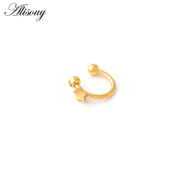 Gold Alisouy 1 шт. поддельная перегородка звезда из нержавеющей стали Нос кольцо серебро золото Кольца для носа для женщин перегородка пирсинг клип ювелирный подарок - Окраска металла: Gold