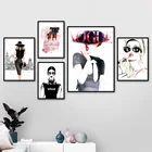 Картина на холсте с изображением Парижа, губная помада на высоких каблуках, скандинавские плакаты и принты для декора гостиной