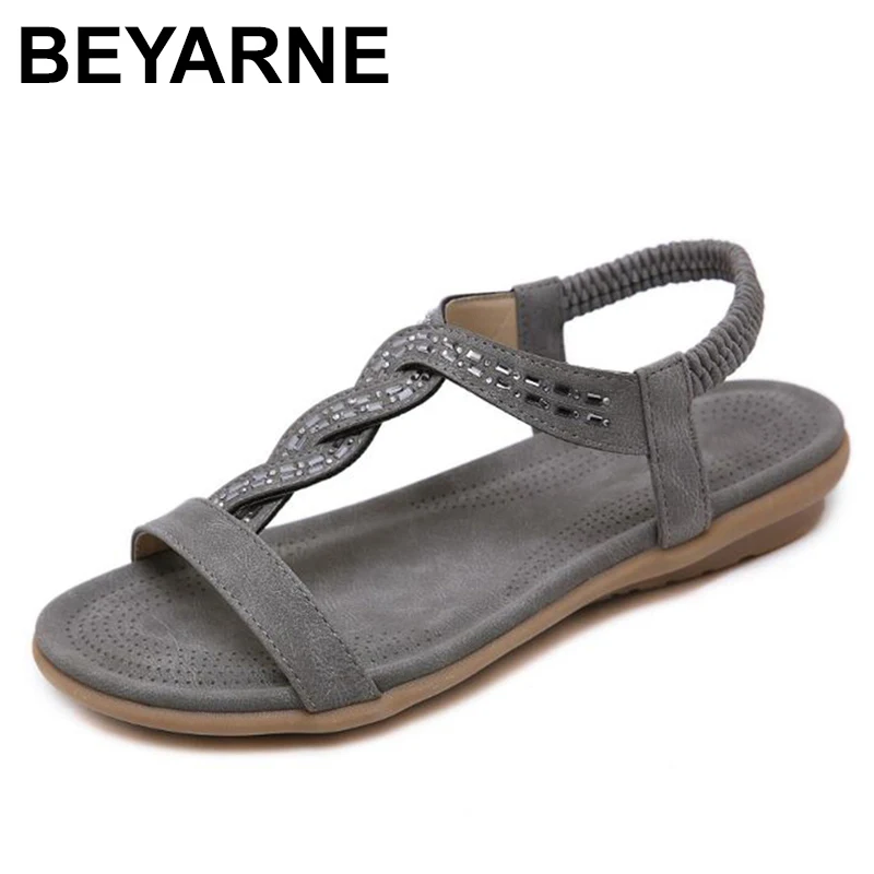 

BEYARNE summer shoes women bohemia beach flip flops soft flat sandals woman casual comfortable plus size wedge sandals