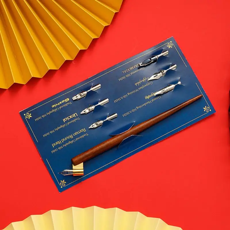 Деревянная манга каллиграфия Dip Pen держатель с 6 наконечниками набор для письма