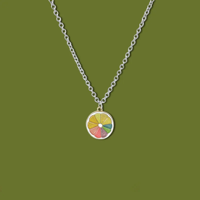 

Boho Female Colorful Lemon Necklace Enamel Cute Fruit Pendant Necklace For Women Statement Chain Choker Jewelry Girl Gift