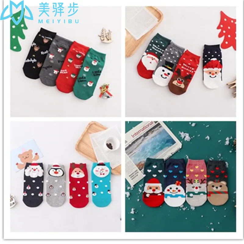 12 Pairs Per Set Socks Christmas Lovely Women Socks Personality Three-dimensional Cotton Boat Socks Red Socks Wholesale