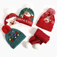 cute christmas cartoon elk beanies for kids children christmas bonnets hats caps scarfs winter warm kids skullies beanie gifts