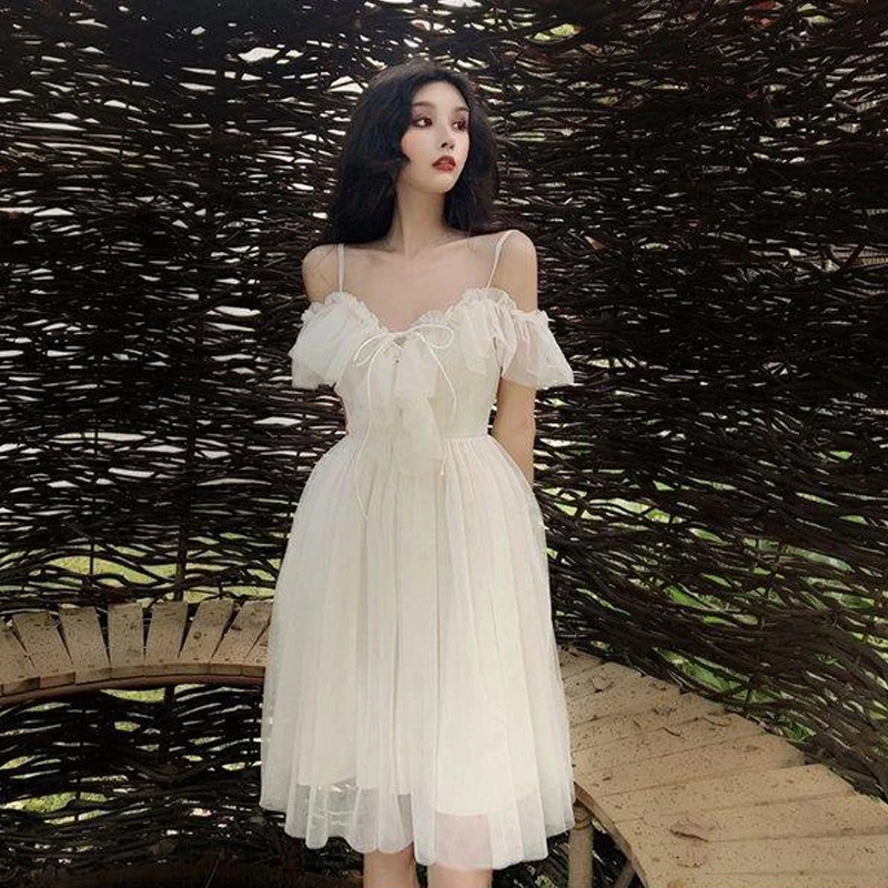 

Sexy Dress Women Party Night Club Wear Elegant Fairy Beautiful Clothes White Princess Woman Prom Dresses For Teen Girls Beach