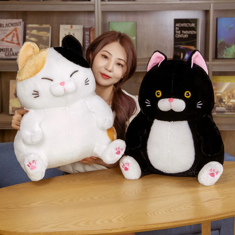 

28cm/36cm/43cm Sitting Lazy Cats Plush Toy Soft Cartoon Animal Black Cat Stuffed Doll Kawaii Gift For Birthday Gift Kid Children