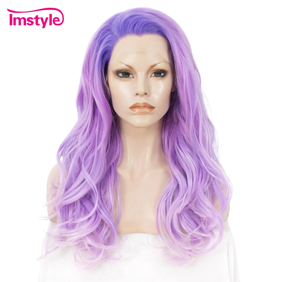 Imstyle фиолетовый парик для женщин Омбре синтетический кружевной передний