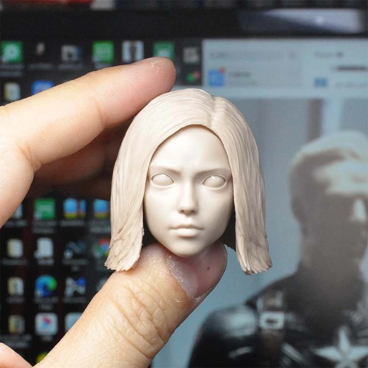 

1/6 Scale Fighting Angel Alita Female Unpainted Head Model for 12''Figure Body Accessories DIY