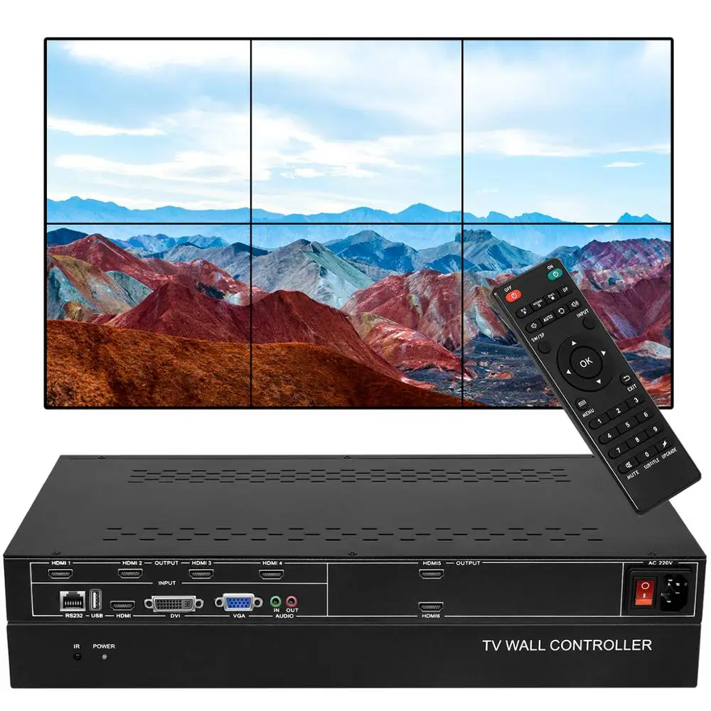 6 каналов 3x2 2x3 2x2 HDMI видео настенный контроллер процессор с VGA DVI USB вход |