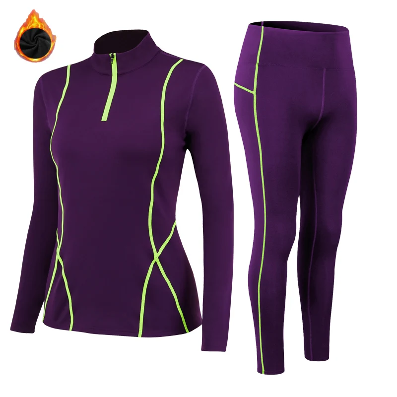 Комплект термобелья женский зимний полосатый однотонный | Женская одежда