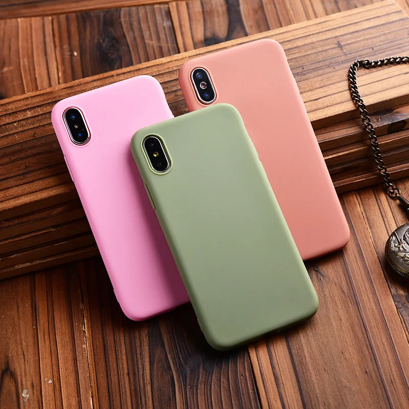Матовый Мягкий силиконовый чехол из ТПУ для iPhone 6 6s 7 8 Plus X XS Max XR 5s SE 5 s однотонный