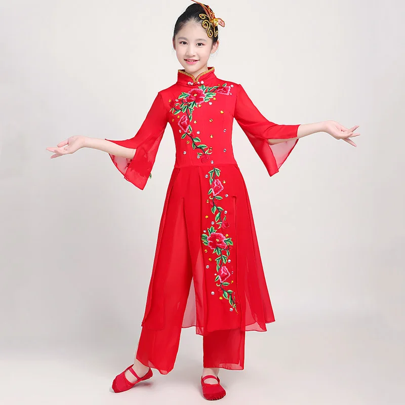 Color 2 Танцевальные костюмы Hanfu; праздничная одежда; традиционное платье для девочек; детское классическое народное платье Yangko; детское платье в китайском стиле - Цвет: Color 2