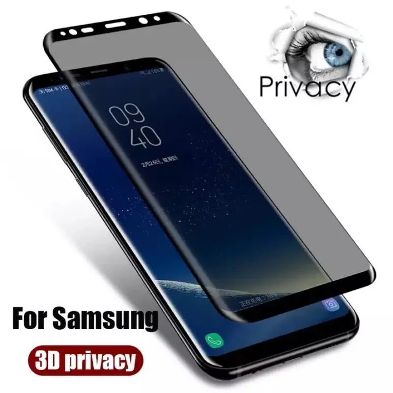 

3D Edge Curve Full Cover Privacy Tempered Glass For Samsung Galaxy S9 Plus Note 10 S8 S20 S21 Screen Protective Anti Glare Film